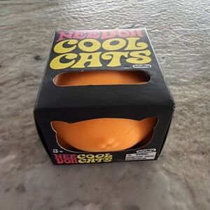 Schylling Nee Doh Cool Cats Orange Tear-Resistant Squeeze Ball Toy Fast Ship